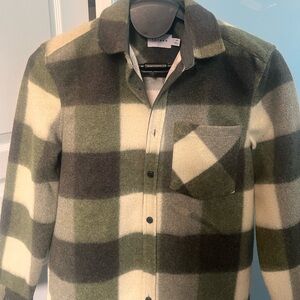 Topman Olive, Cream & Dark Gray Plaid Shirt Jacket